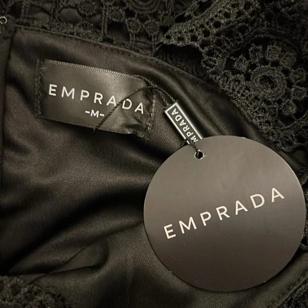 EMPRADA Zara Black Crochet Lace Dress Size M NWT - Picture 11 of 12